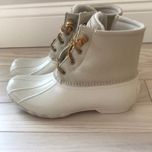 Sperry gold saltwater sparkle textile duck boots